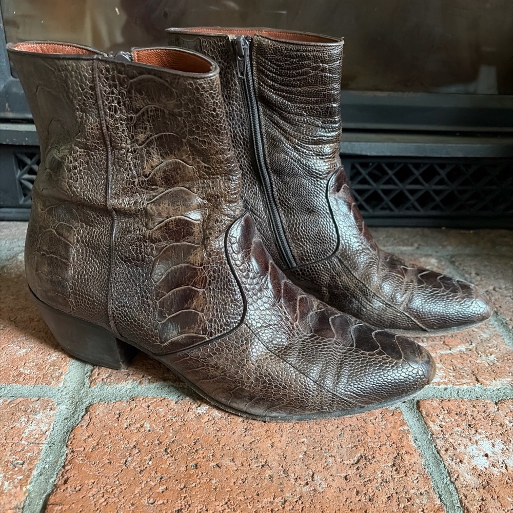 Los Altos | Mens Ostrich Leg Short Ankle Boots SZ 10 B